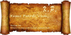 Kvasz Patrícius névjegykártya